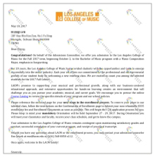 吕同学 恭喜吕同学被洛杉矶音乐学院录取