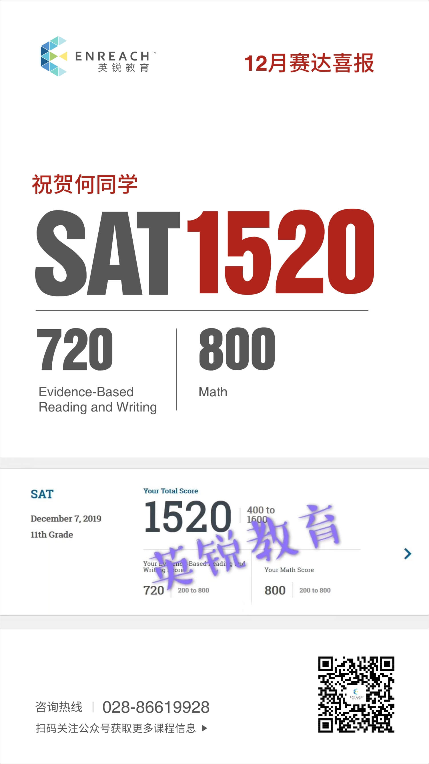 恭喜何同学获1520高分