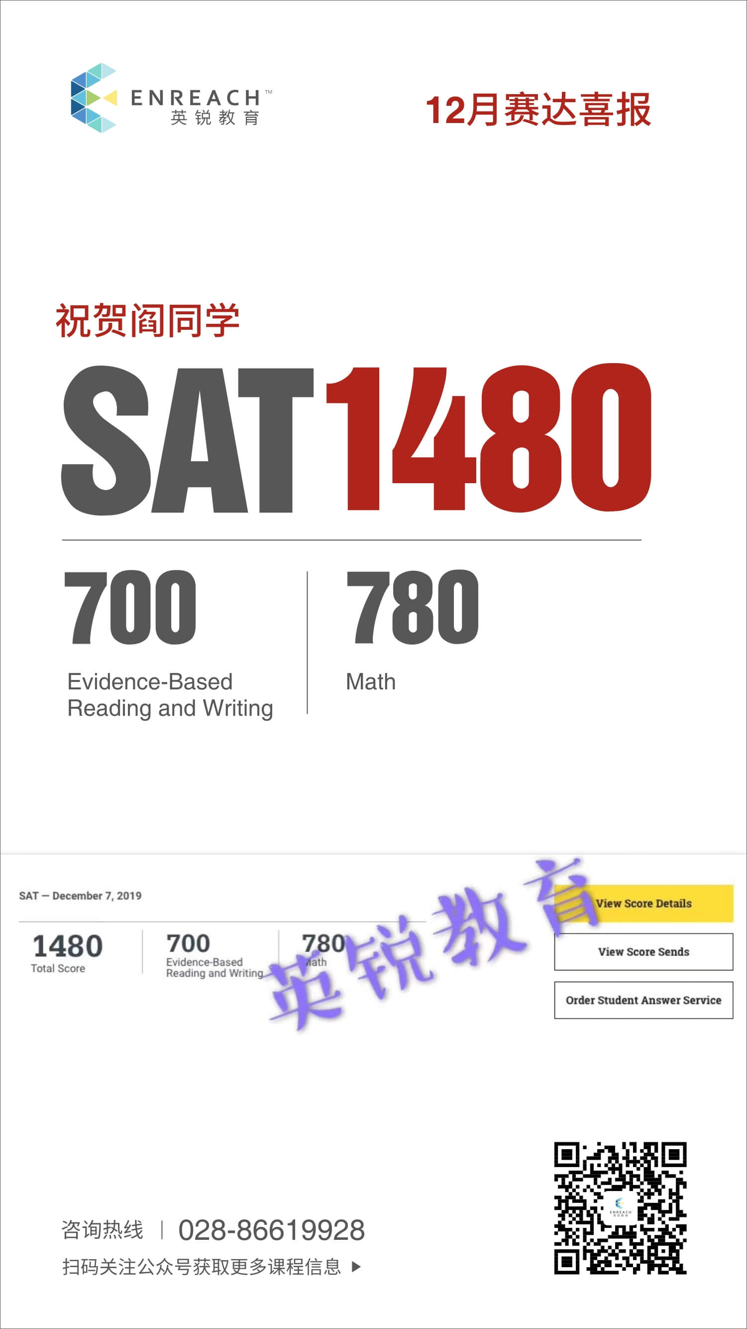 阎同学首考斩获1480高分