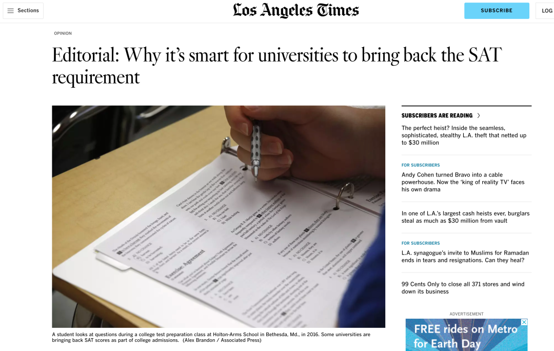 为什么说大学恢复 SAT 要求是明智之举？