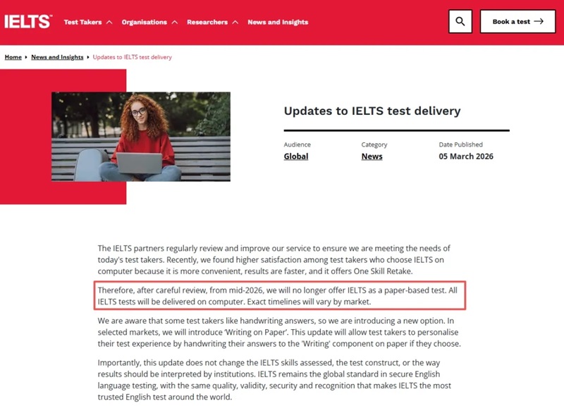 重磅消息！雅思官宣纸笔考试取消，机考时代全面到来～